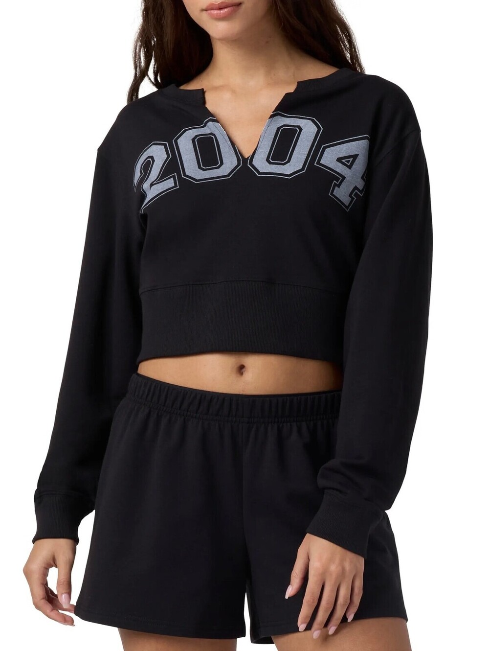 Florence by Mills 2004 Split Neck Sweatshirt NWT Black Large
